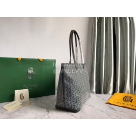 Goyard Large Leather Zipper Shopping Bag For Women Gray
