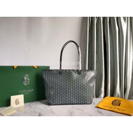 Goyard Large Leather Zipper Shopping Bag For Women Gray