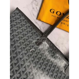 Goyard Large Leather Zipper Shopping Bag For Women Gray