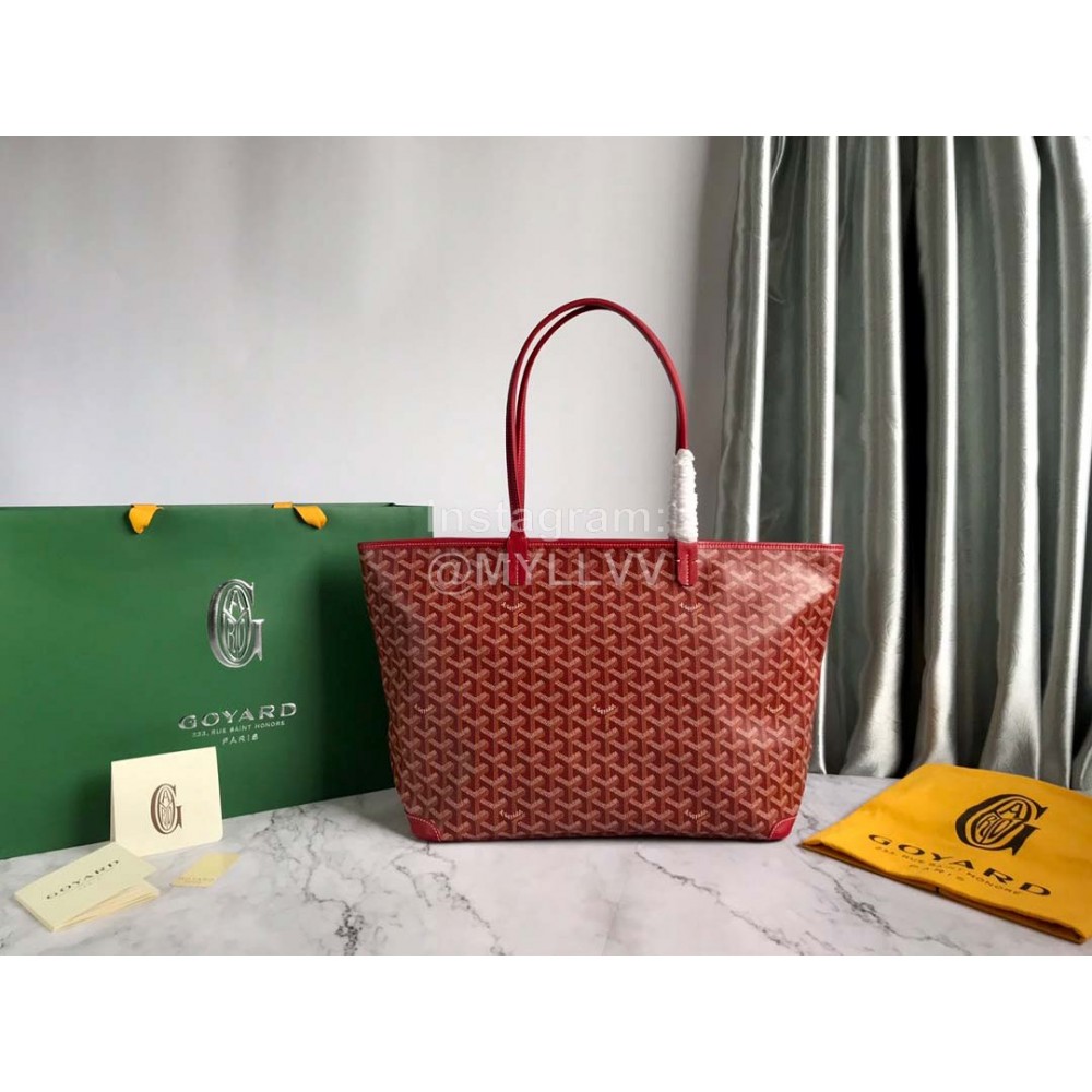 Goyard Large Leather Zipper Shopping Bag For Women Red