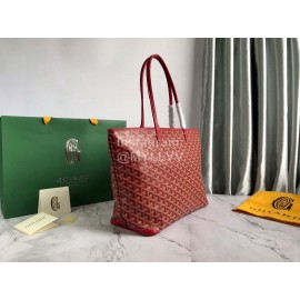 Goyard Large Leather Zipper Shopping Bag For Women Red