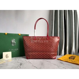 Goyard Large Leather Zipper Shopping Bag For Women Red