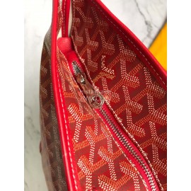 Goyard Large Leather Zipper Shopping Bag For Women Red