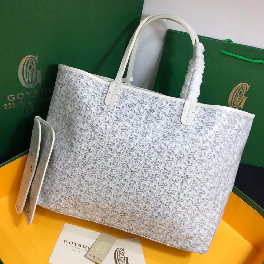 Goyard New Medium Leather Shopping Bag Handbag For Women White