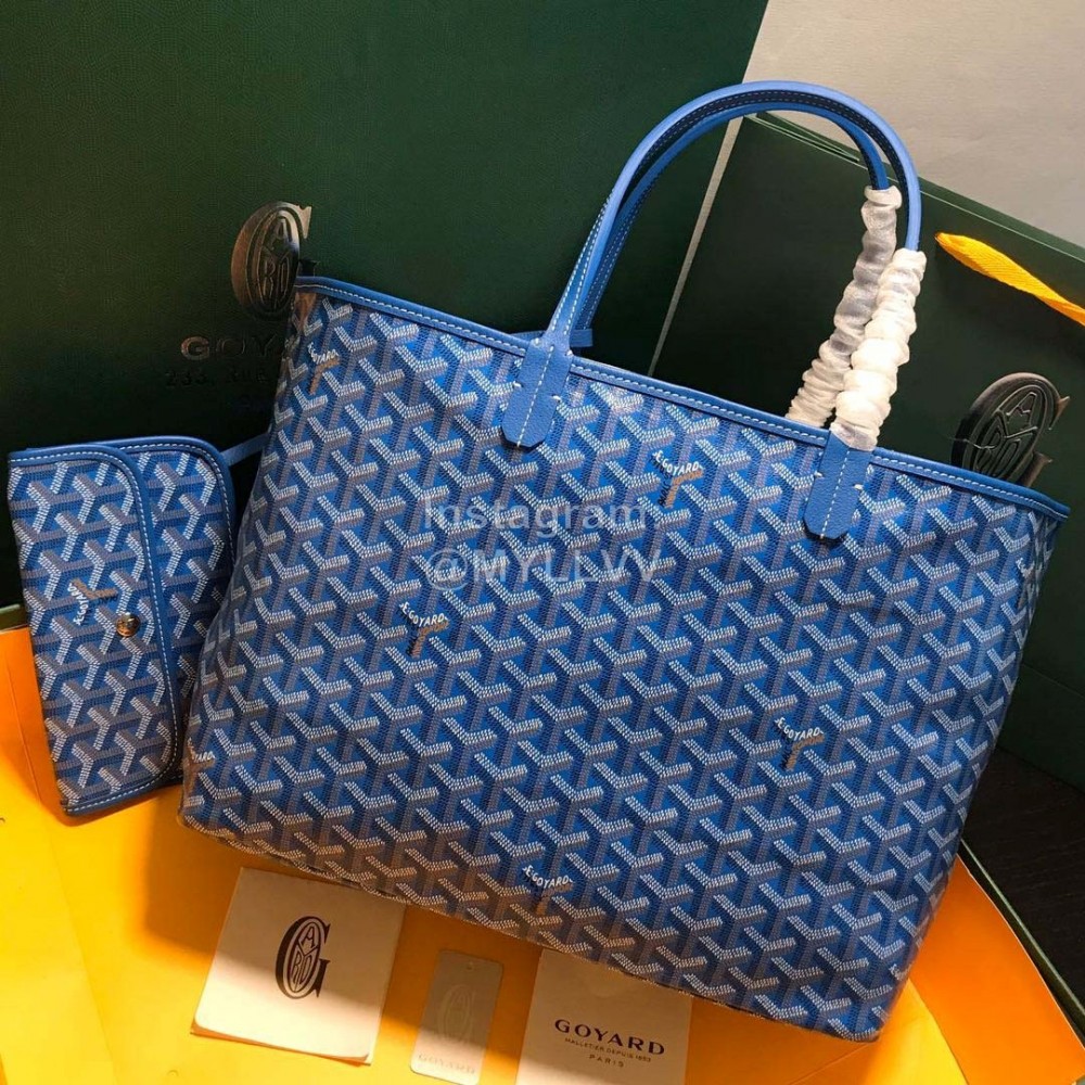 Goyard New Medium Leather Shopping Bag Handbag For Women Blue