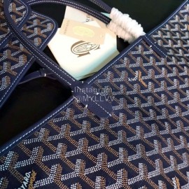 Goyard New Medium Leather Shopping Bag Handbag For Women Navy
