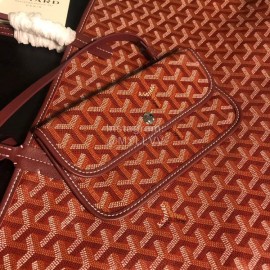 Goyard New Medium Leather Shopping Bag Handbag For Women Wine Red