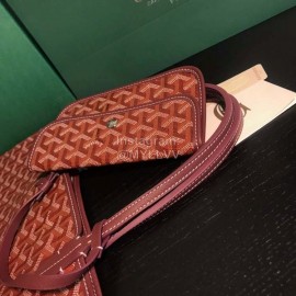 Goyard New Medium Leather Shopping Bag Handbag For Women Wine Red