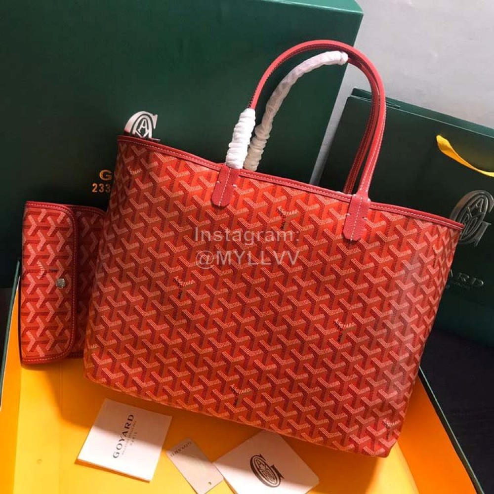 Goyard New Medium Leather Shopping Bag Handbag For Women Red