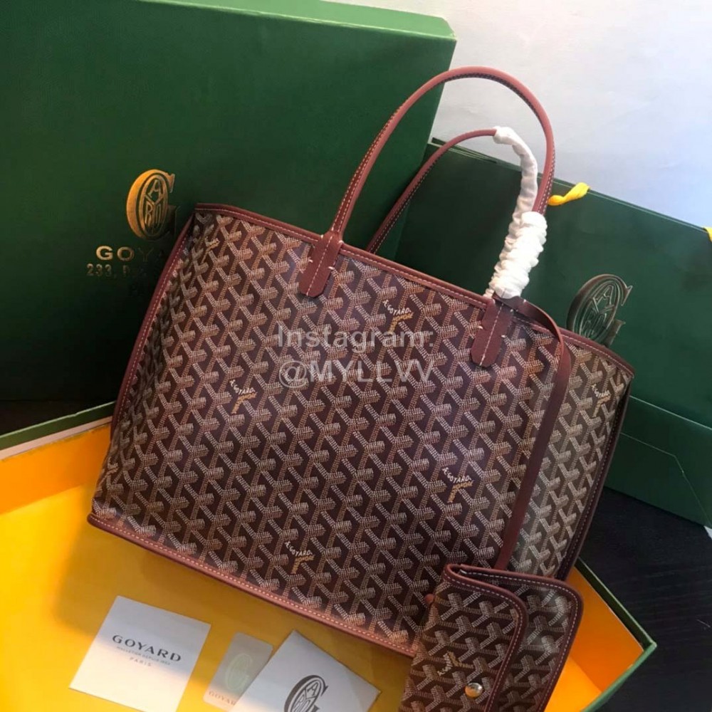 Goyard New Medium Cowhide Anjou Tote Bag For Women Wine Red