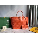Goyard Large Anjou Leather Shopping Bag Tote Bag For Women 020661 Orange