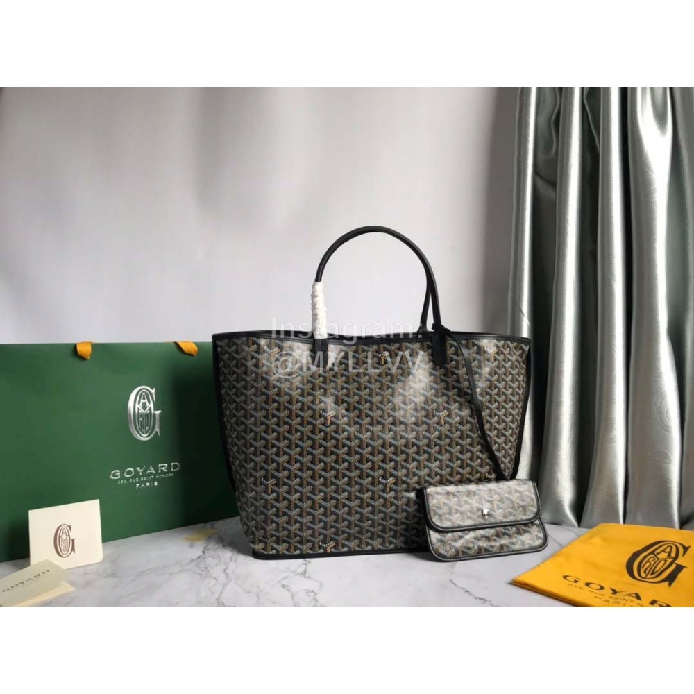 Goyard Large Anjou Leather Shopping Bag Tote Bag For Women 020661 Black