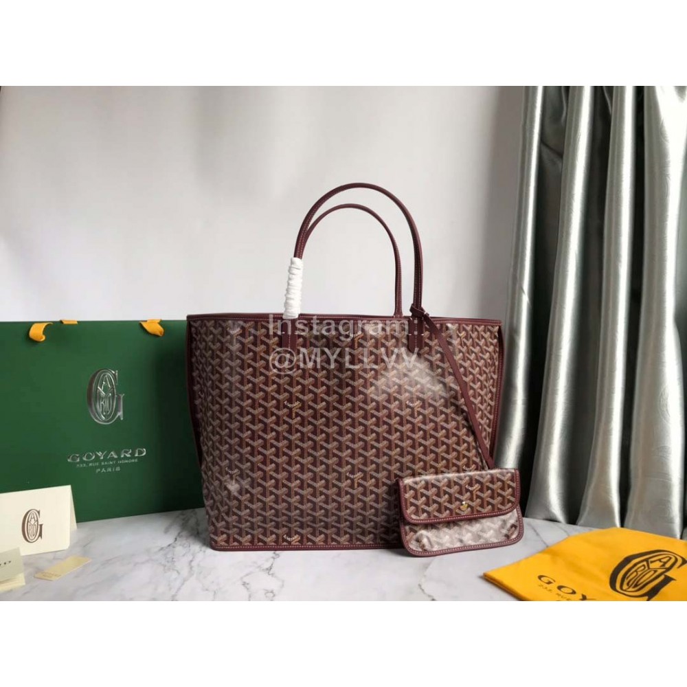 Goyard Large Anjou Leather Shopping Bag Tote Bag For Women 020661 Wine Red
