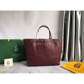 Goyard Large Anjou Leather Shopping Bag Tote Bag For Women 020661 Wine Red