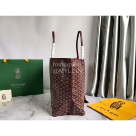 Goyard Large Anjou Leather Shopping Bag Tote Bag For Women 020661 Wine Red