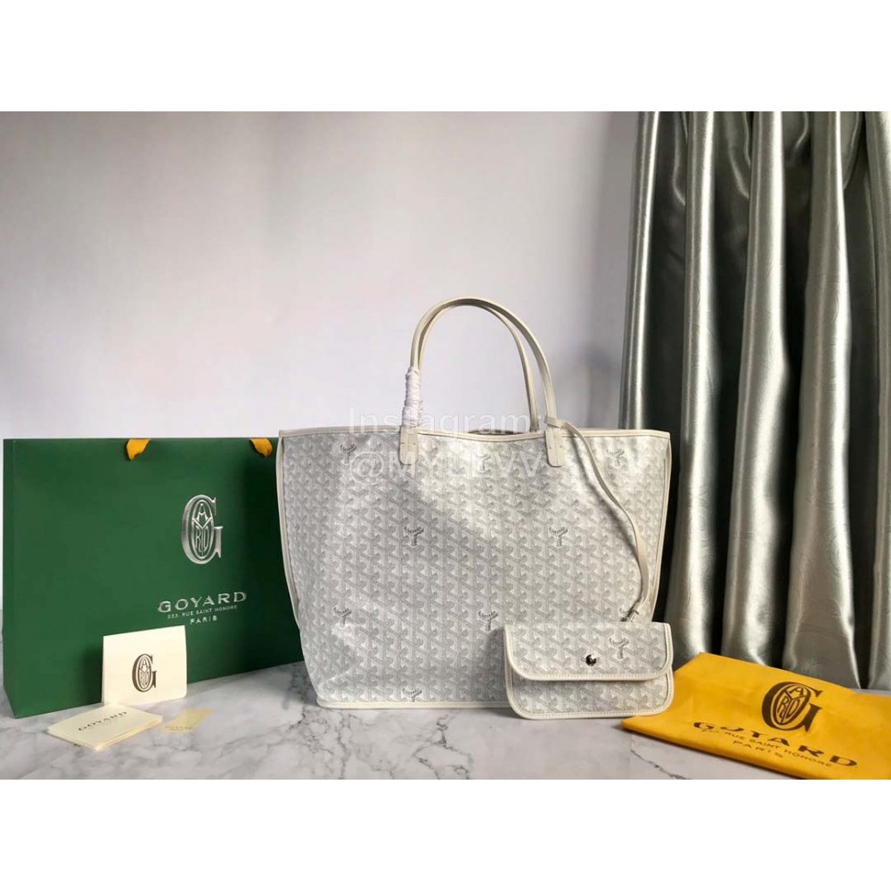 Goyard Large Anjou Leather Shopping Bag Tote Bag For Women 020661 White
