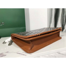 Goyard Alexandre Leather Metal Chain Flap Bag For Women Brown