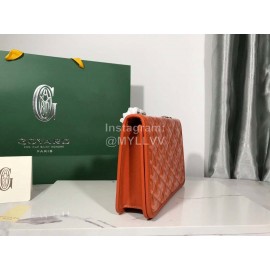 Goyard Alexandre Leather Metal Chain Flap Bag For Women Orange