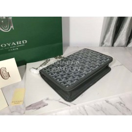 Goyard Alexandre Leather Metal Chain Flap Bag For Women Dark Gray