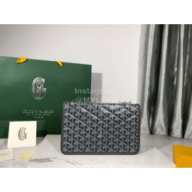 Goyard Alexandre Leather Metal Chain Flap Bag For Women Dark Gray