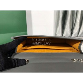 Goyard Alexandre Leather Metal Chain Flap Bag For Women Dark Gray