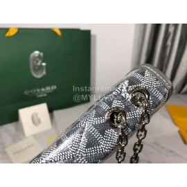 Goyard Alexandre Leather Metal Chain Flap Bag For Women Dark Gray