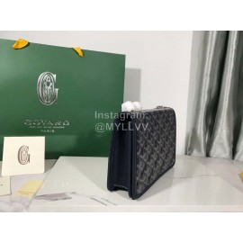 Goyard Alexandre Leather Metal Chain Flap Bag For Women Navy