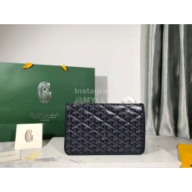 Goyard Alexandre Leather Metal Chain Flap Bag For Women Navy