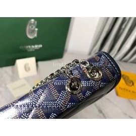 Goyard Alexandre Leather Metal Chain Flap Bag For Women Navy