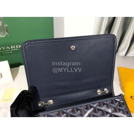 Goyard Alexandre Leather Metal Chain Flap Bag For Women Navy