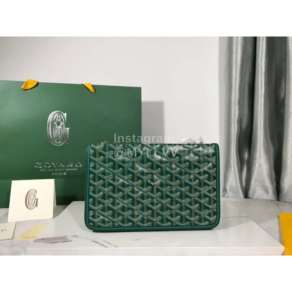Goyard Alexandre Leather Metal Chain Flap Bag For Women Green