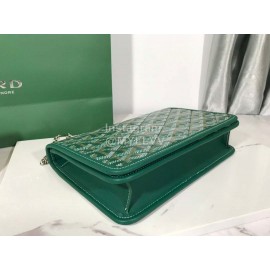 Goyard Alexandre Leather Metal Chain Flap Bag For Women Green