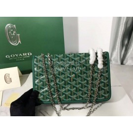 Goyard Alexandre Leather Metal Chain Flap Bag For Women Green