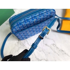 Goyard Leather Crossbody Camera Bag For Men And Women Blue