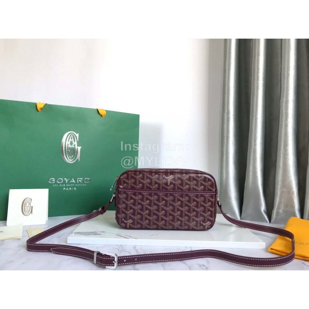 Goyard Leather Crossbody Camera Bag For Men And Women Wine Red