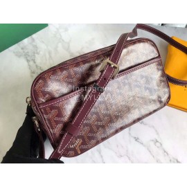 Goyard Leather Crossbody Camera Bag For Men And Women Wine Red