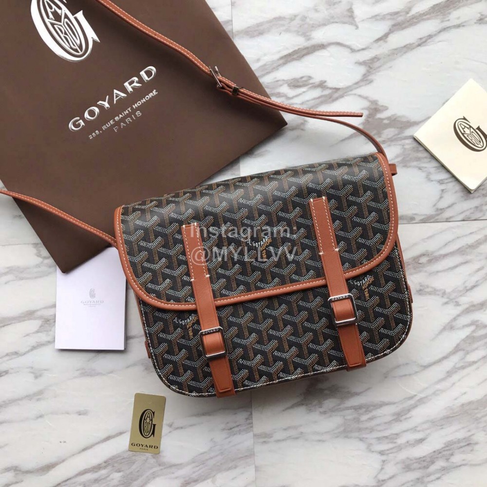 Goyard Printed Leather Crossbody Messenger Bag For Women Brown