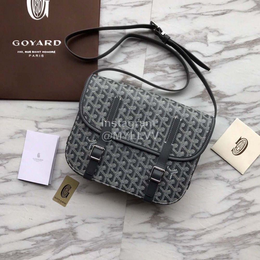 Goyard Printed Leather Crossbody Messenger Bag For Women Gray