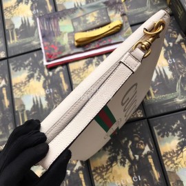Gucci Tumbled Silk Screen Webbing Clutch White 572770