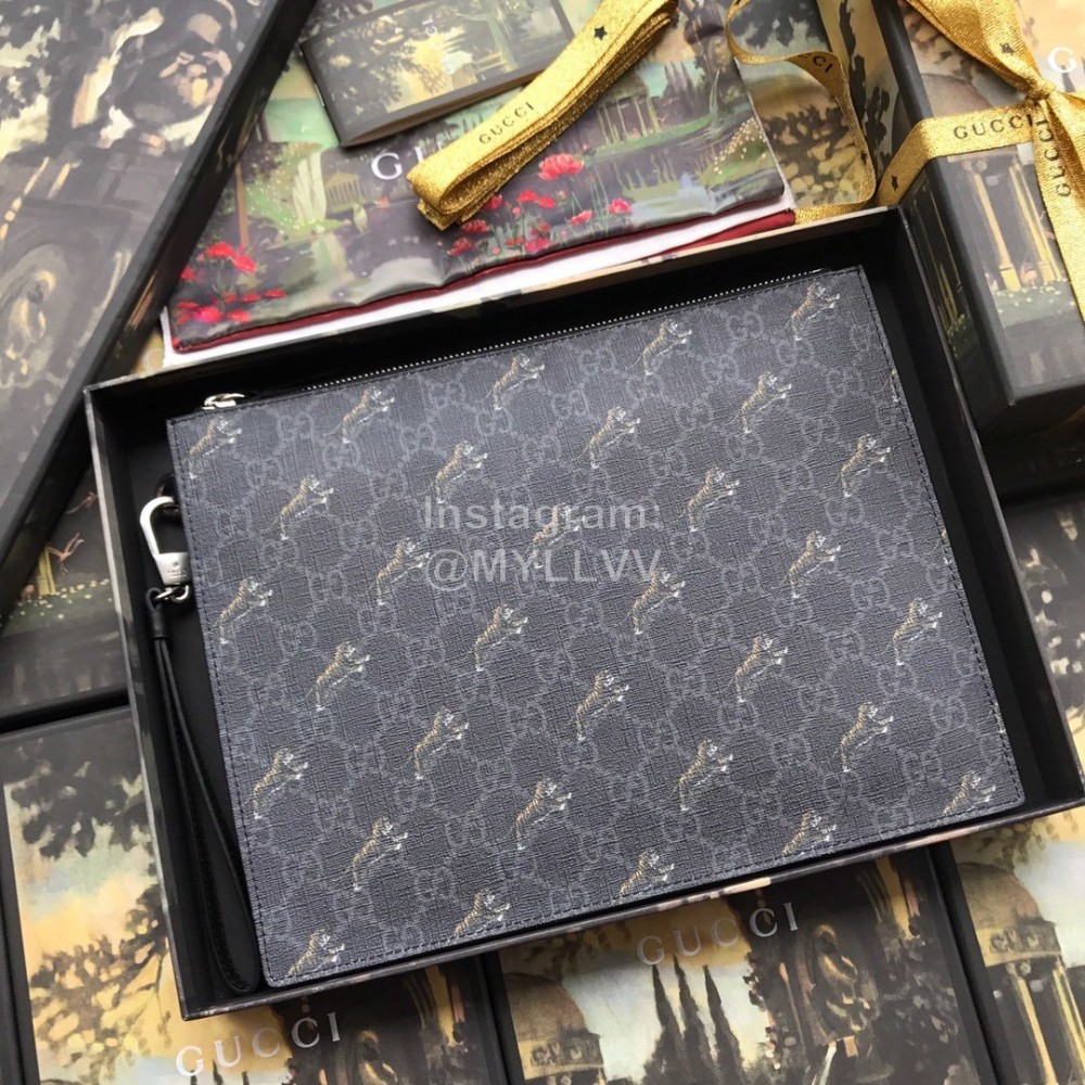 Gucci Tiger Canvas Clutch Black 575136