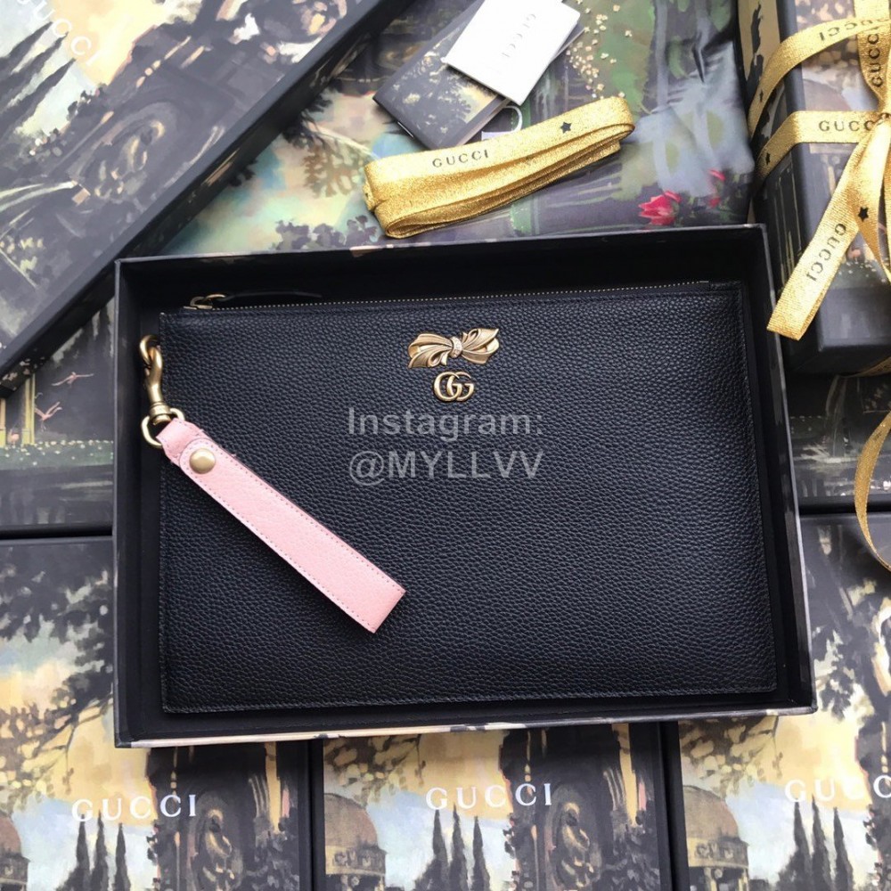 Gucci Metal Rivet Butterfly Clutch Black 524299