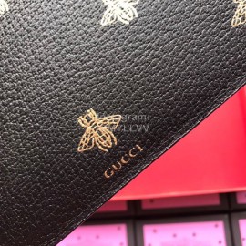 Gucci Bee Yang Gold Leather Handbag Black 495066