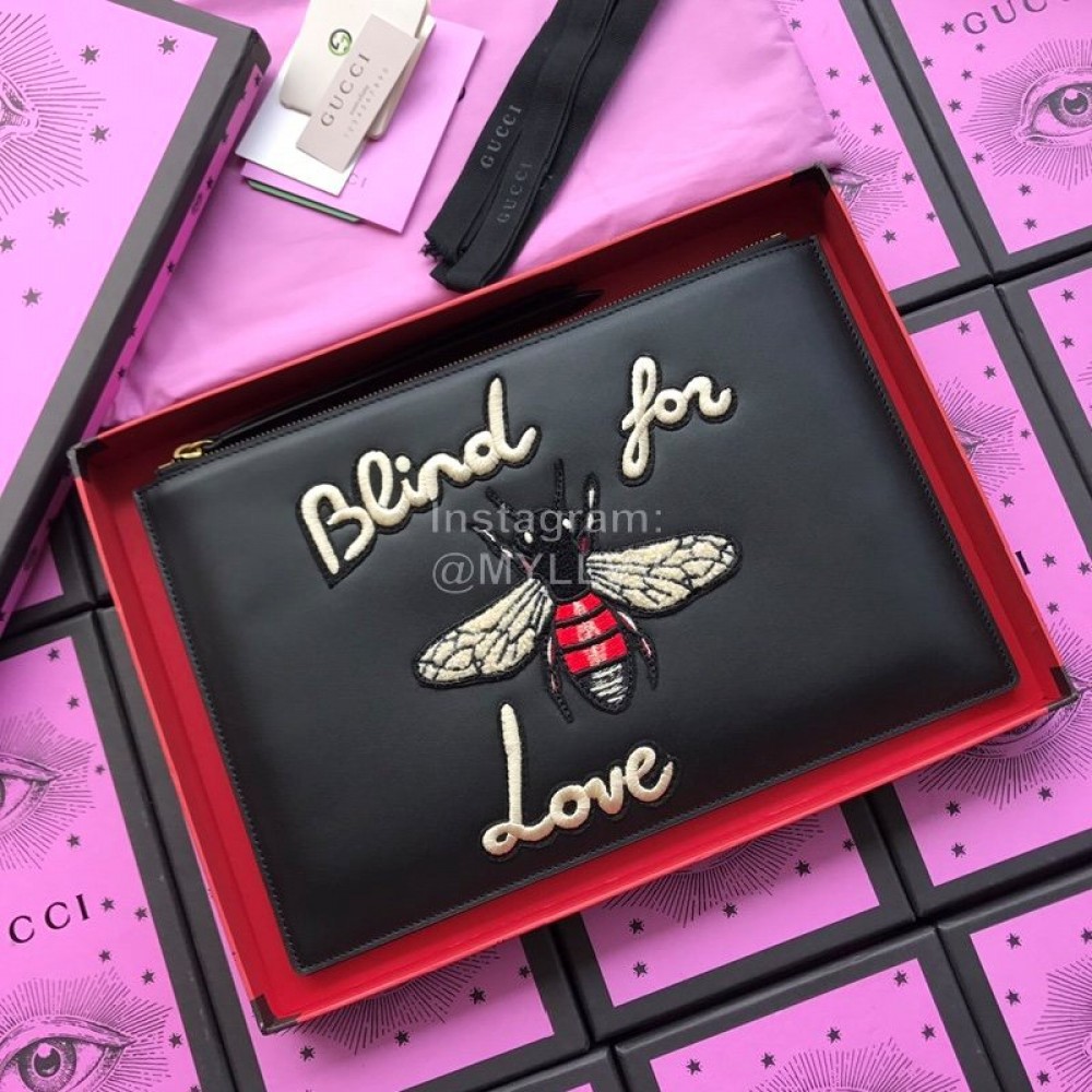 Gucci Bee Embroidery Handbag Black 431416