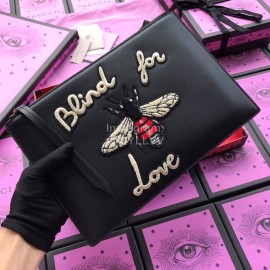Gucci Bee Embroidery Handbag Black 431416