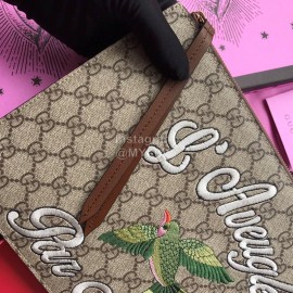 Gucci Bird Embroidered Handbag Coffee Color 431416