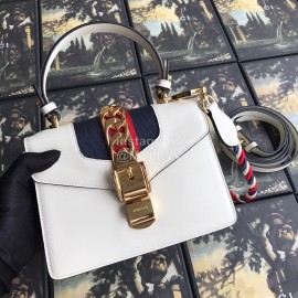 Gucci Sylvie Leather Mini Bag White 470270