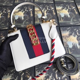 Gucci Sylvie Leather Mini Bag White 470270