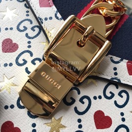 Gucci Sylvie Red Heart Leather Mini Bag White 470270