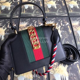 Gucci Sylvie Leather Mini Bag Black 470270
