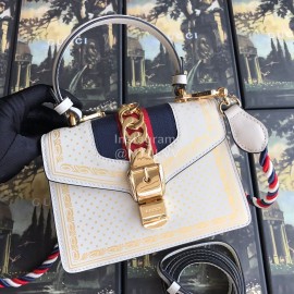 Gucci Sylvie Leather Mini Bag White Gold 470270